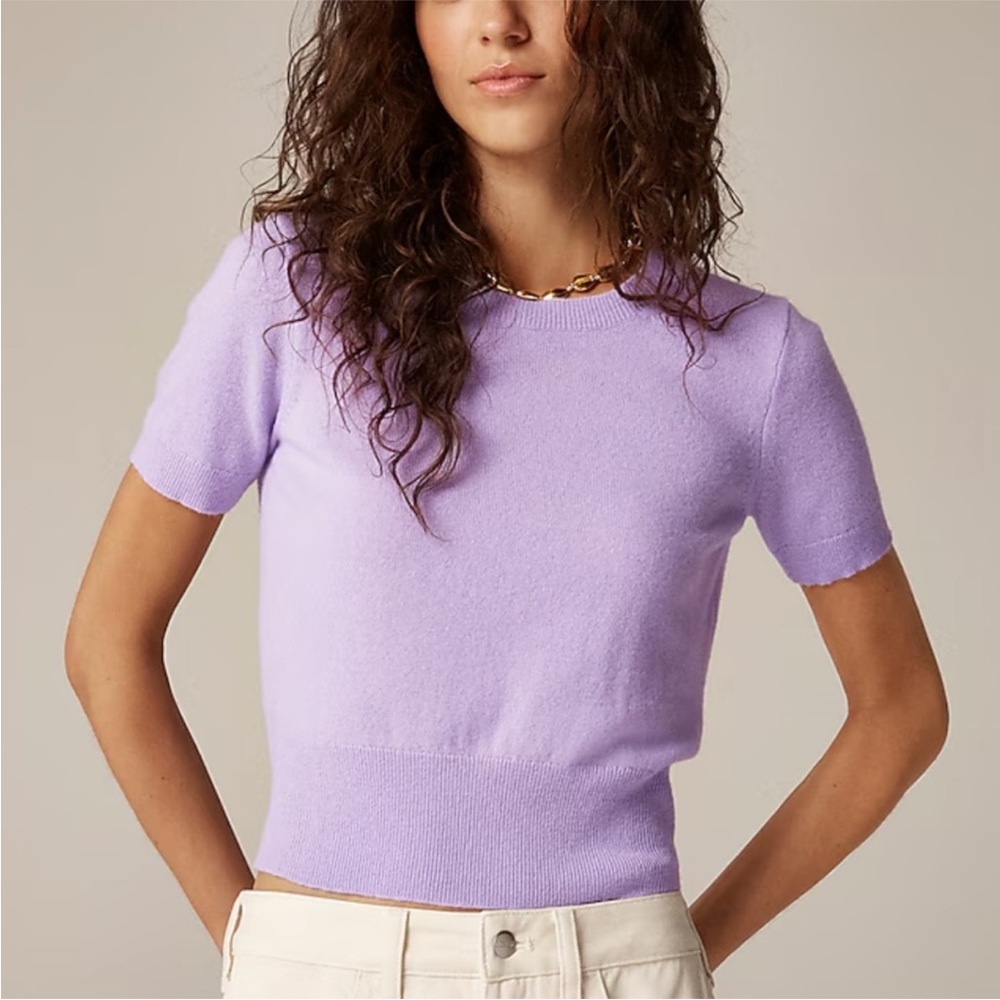 Lilac Short Sleeve cashmere top